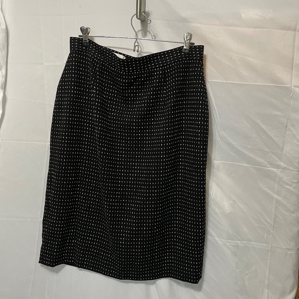 Dana Buchman 14 black/white wool pencil skirt lined office